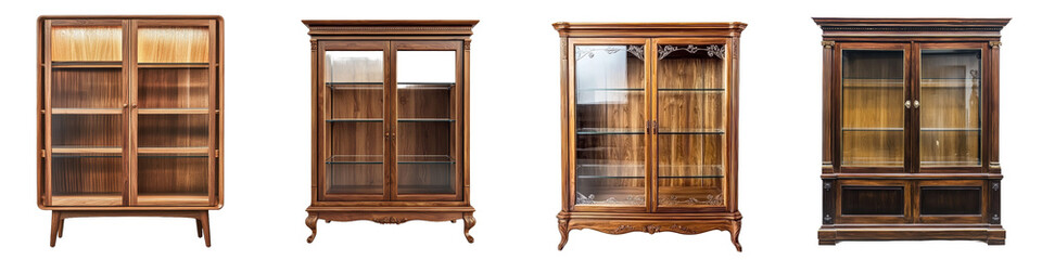 Front view of a display cabinet full length isolated on a transparent background