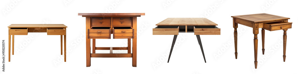 Poster The front view of a drop-leaf table is depicted on a transparency background