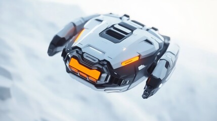 Futuristic White Spaceship with Orange Lights