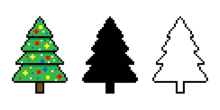 Christmas tree pixel art simple design