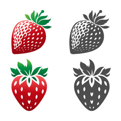 Black silhouette of strawberry for logo or pictogram.