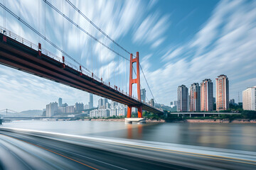 Fototapeta premium Steel bridge in the city