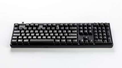 A sleek black mechanical keyboard with modern design, perfect for gaming and typing.