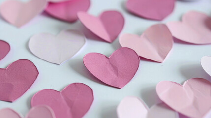 Obraz premium Colorful paper hearts create cheerful and romantic atmosphere, perfect for celebrations.