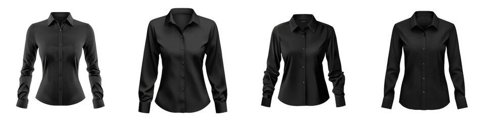 Naklejka premium 3D long sleeve collar woman shirt on transparency