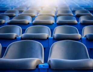 Naklejka premium Stadium seats, capturing sports venue, seating arrangement, and event atmosphere.