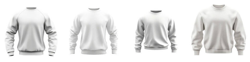 White sweatshirt sweater long sleeve template for woman on transparency