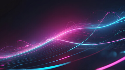 Abstract futuristic background with pink blue glowing neon moving high speed wave lines and bokeh lights, Dynamic Neon Waves