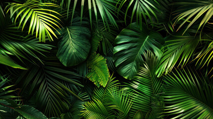 Lush green tropical leaves create vibrant and serene atmosphere, perfect for nature lovers.