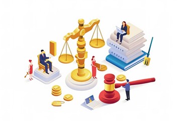 Legal law justice service, isometric