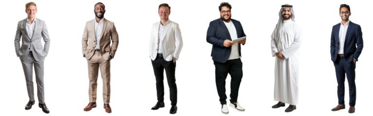 Diverse business people full body png cut out element set