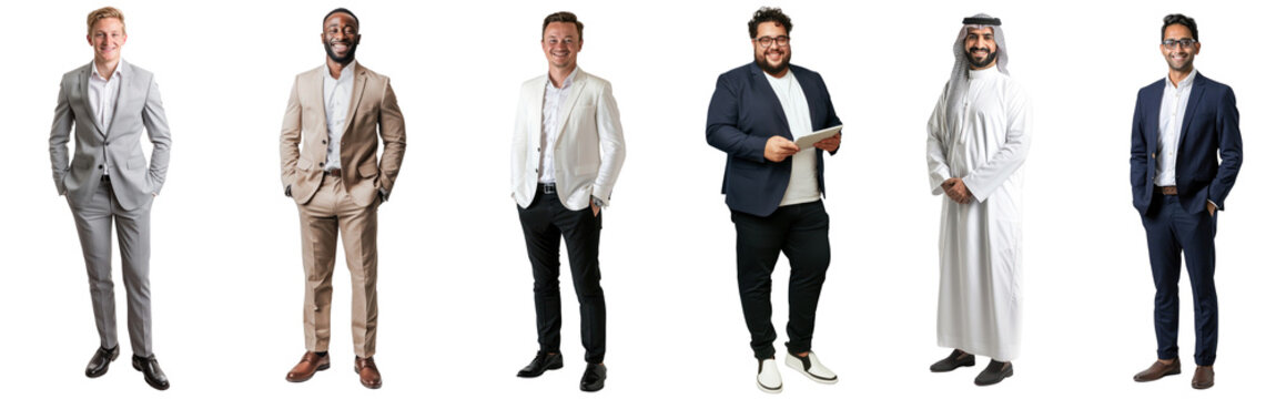 Diverse business people full body png cut out element set