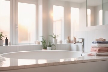 Modern, clean bathroom with tiles, bathtub, and sink