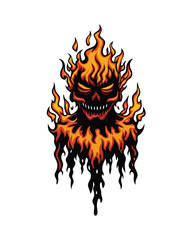 A fiery demon-like monster, its molten body dripping with lava.