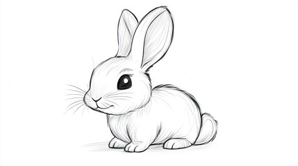 Obraz premium A Hand-Drawn Sketch of a Sitting Rabbit with Large Ears