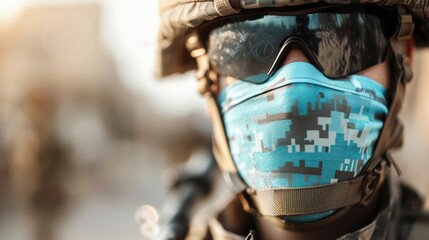 Fototapeta premium A photo of a peacekeeper working to maintain order in a conflict zone, highlighting the importance of peace efforts.