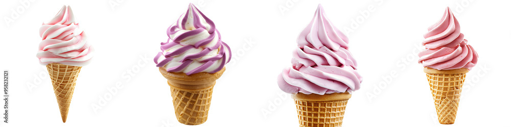 Poster A full-length view of an ice cream cone on a transparent background