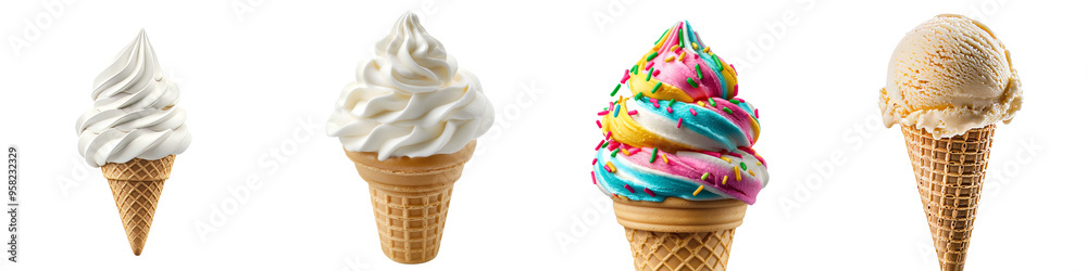 Aufkleber Full-length soft serve ice cream front view on a transparent background