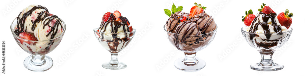Poster an ice cream side view in full length on a transparency background