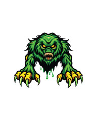 A green furry monster with oversized claws dripping green slime.