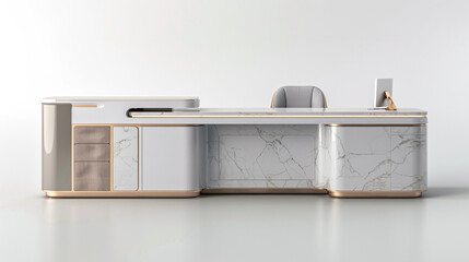 A high-end, light luxury president's desk exudes a sense of future science and technology.