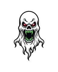 A translucent monster with sharp teeth, distorted red eyes and a ghostly appearance.