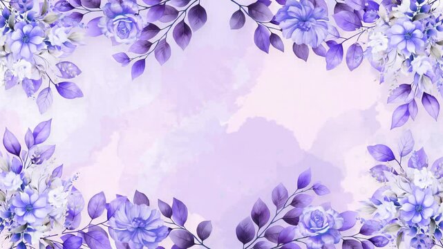 Wedding flower watercolor composition frame with floral background seamless loop animation