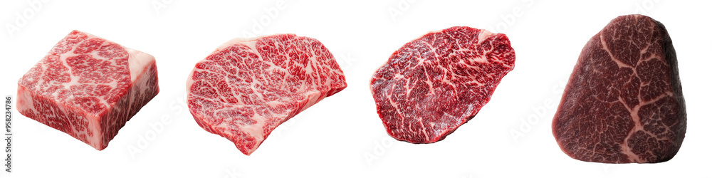 Poster on a transparency background, the side of wagyu beef is shown in full length