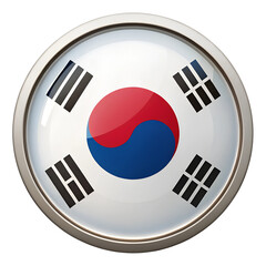 South Korea  flag in circle icon isolated on a transparent background