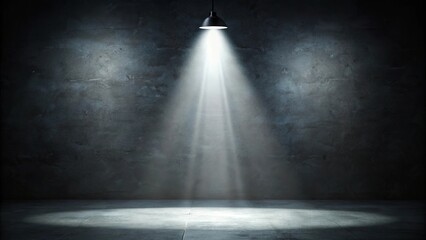 Obraz premium Dark room with central bright spotlight casting illumination
