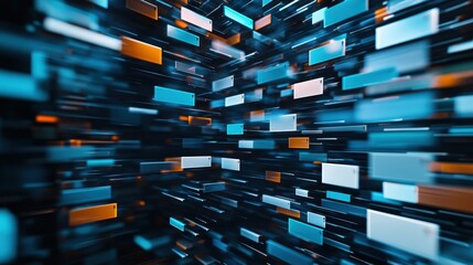 Abstract network grid with files and folders, futuristic software interface, digital document management system, store, search and organize documents, corporate business, paperless office	