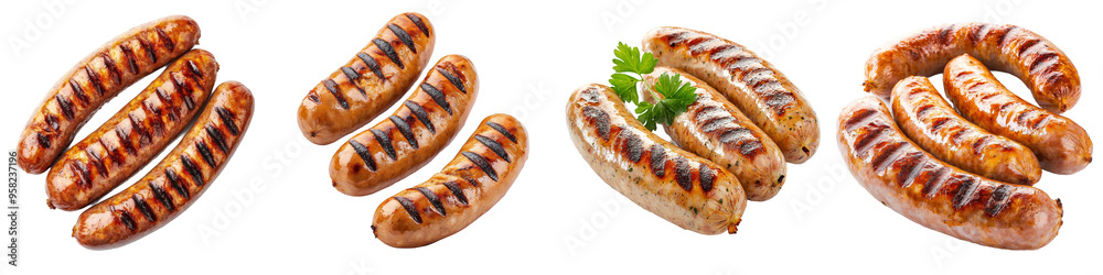 Poster transparent background with full length view of pork sausage