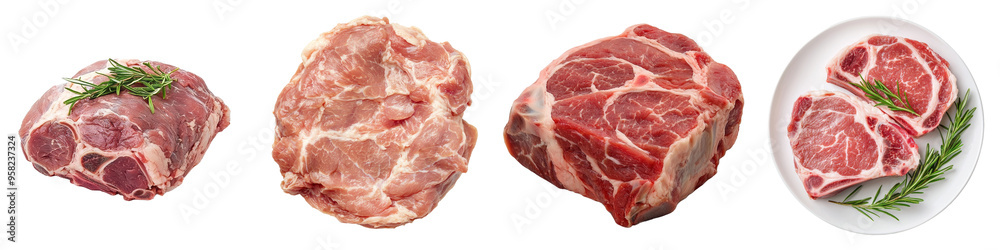 Poster an extended view of pork leg tops on a transparency background