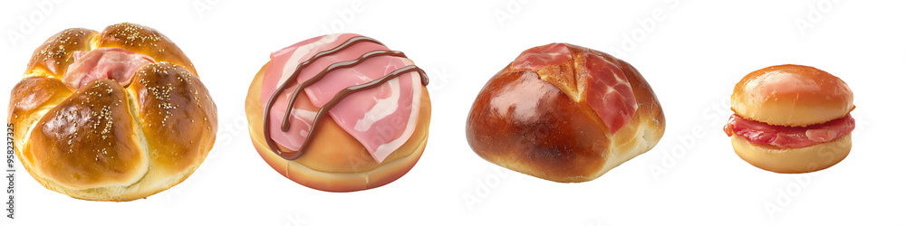 Aufkleber the front view of a pork roll on a transparency background