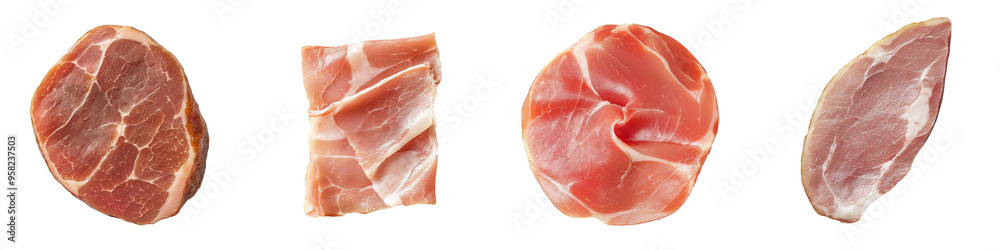 Poster pork roll top view on transparency