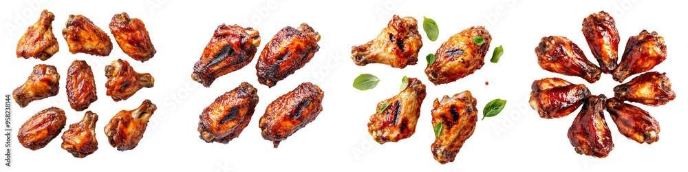 Poster View of grilled chicken from the top on a transparency background