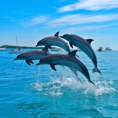 two dolphins jumping
