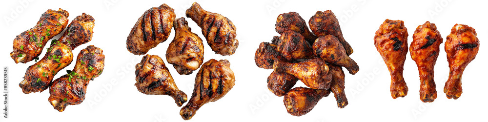 Aufkleber full-length view of a barbecue chicken on a transparency background