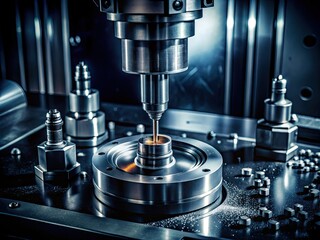 dark moody dramatic machining precision metal surfaces