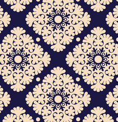 Floral ornament. Seamless abstract classic pattern with flowers. Pink classic pattern