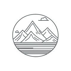 Minimalistic mountain range line art logo