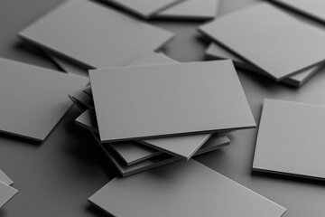 Gray Business Cards Stack with Clean Copy Space for Contact Information. 3D Rendered Illustration
