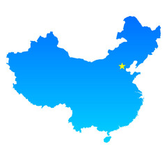 Map of China with its capital Beijing in professional blue style