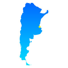 Map of Argentina with its capital Buenos Aires in professional blue style