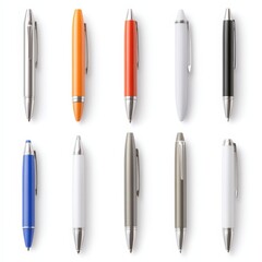 Fototapeta premium A row of pens of different colors and sizes