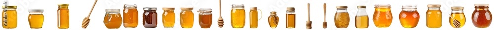 Poster featured is a 3d rendered low poly honey jar and dipper on a transparent background