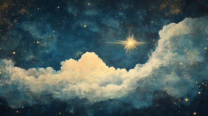 Fototapeta premium Night Sky with Clouds and Stars