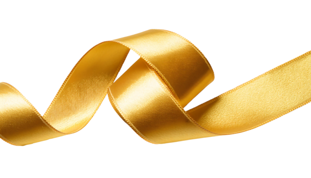 gold satin fabric spiral isolated on transparent background, png golden satin fabric spiral cutout