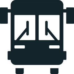 Black icon of a bus driving forward in smart city