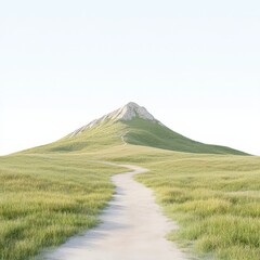 Fototapeta premium A mountain is in the background of a field of grass
